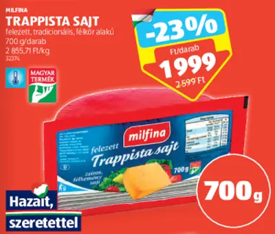 Milfina Trappista sajt, 700g