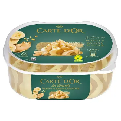 Carte D'Or vegán földimogyoró ízű jégkrém és banán ízű jégkrém 850 ml