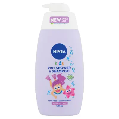 Nivea tusfürdő és sampon kids 2 in 1 lányoknak/fiúknak - 500 ml