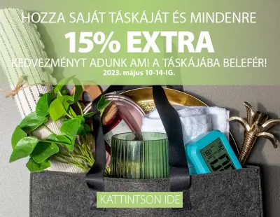 15% extra kedvezmény mindenre ami a táskádba fér