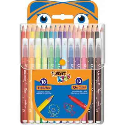 BIC Kids Színező csomag: Evolution színes ceruza, 18 db, Kid Couleur filctoll, 12