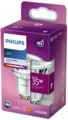 Philips GU10 LED 3, 5W 275lm 4000K hideg fehér 36° - 35W izzó helyett (929001218055)