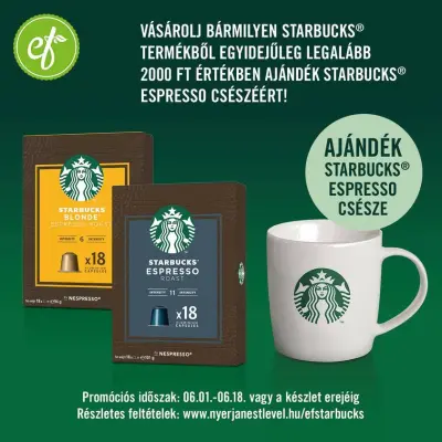 Ajándék Starbucks csésze 2000 Ft érték feletti Starbucks termékek vásárlása esetén