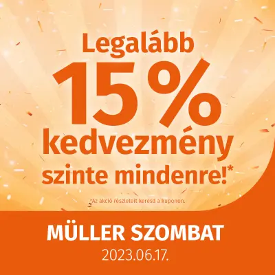 Müller szombat - Legalább 15% kedvezmény szinte mindenre