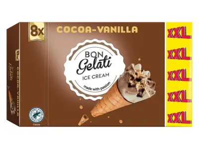 Bon Gelati Tölcséres jégkrém, 8x120 ml