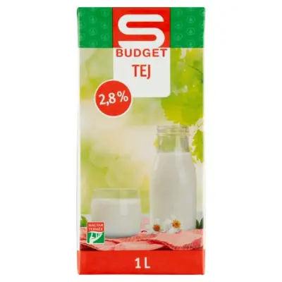 S-Budget UHT félzsíros tej 2,8% - 12L vásárolható