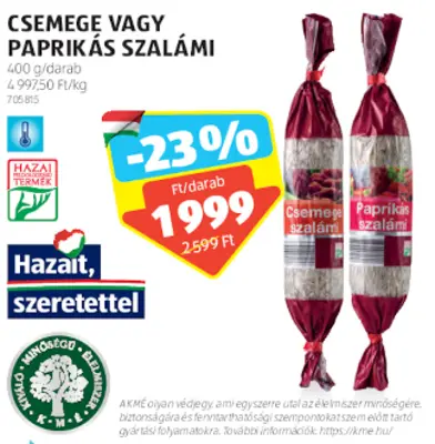 Csemege vagy paprikás szalámi, 400 g