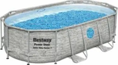 Bestway FFA 651 Karpathos Power Steel Swim Vista Series ovális fémvázas medence szett ablakkal, 427x250x100cm