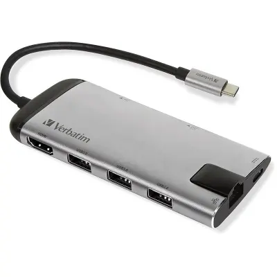 VERBATIM USB-C Multiport HUB USB 3.1 GEN 1/ 3x 3.0/ HDMI/ SDHC/ microSDHC/ RJ45 port replikátor
