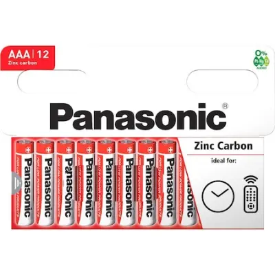 Panasonic Red Zinc AAA és AA mikro 1.5V cink-mangán tartós elem 12db/csomag