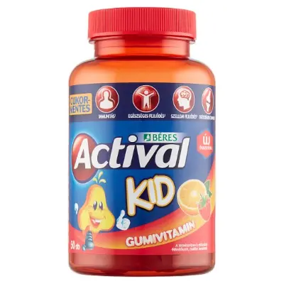 Béres Actival Kid cukormentes gumitabletta étrend-kiegészítő multivitamin 50 x 3 g (150)