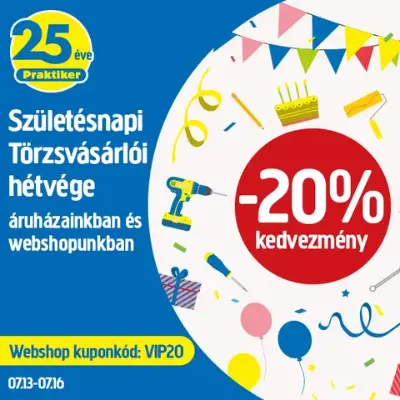 20% kedvezmény törzsvásárlóknak 15 ezer Ft felett