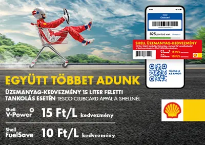 Shell üzemanyagra 10/15 ft kedvezmény literenként klubkártyával