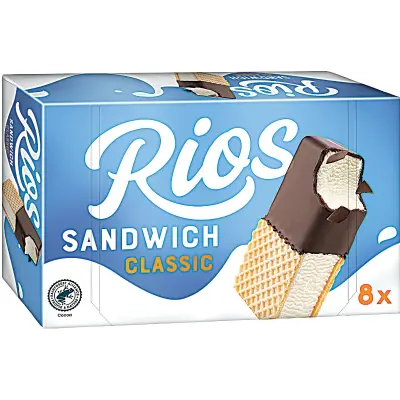 Rios classic sandwich jégkrém, 8x90 ml