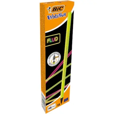 12 darabos BIC Evolution FLUO grafitceruza radír nélküli készlet