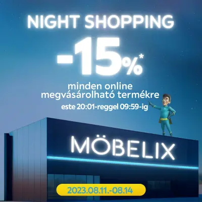 15% kedvezmény (night shopping)