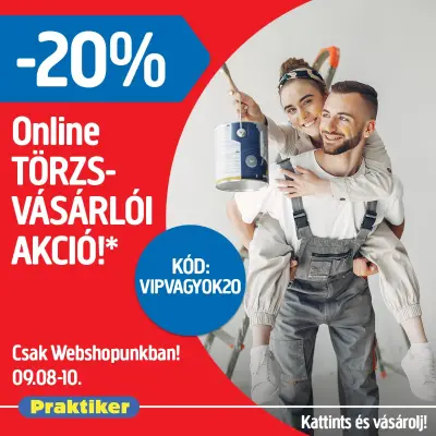 20% exkluzív kedvezmény csak törzsvásárlóinknak 20 ezer Ft felett