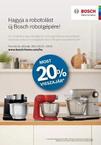 Bosch robotgépekre 20% pénzvisszatérítés