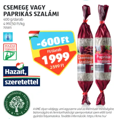 Csemege vagy paprikás szalámi, 400 g