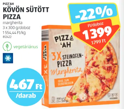 Pizz'ah Kövön sütött pizza, 3x300 g