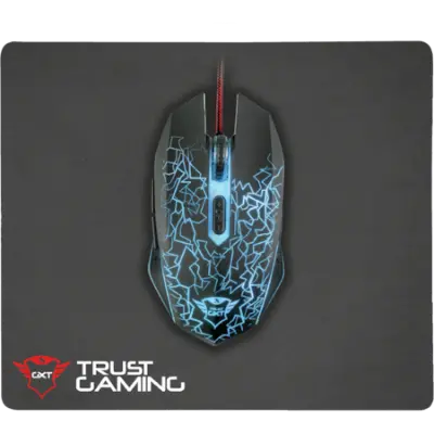Trust GXT 105 Gaming egér + egérpad, Fekete
