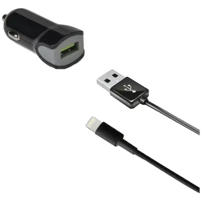 Celly Lightning MFI Autós töltő, 1 x USB, 2.4A, Fekete