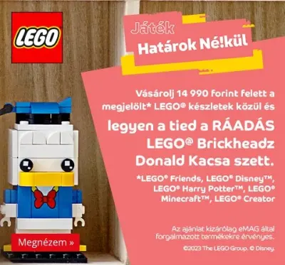 Ajándék Donald kacsa Brickheadz biz. 14 990 Ft feletti LEGO szettek mellé