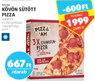 Pizz' Ah Kövön sütött pizza, 3 x 350 g