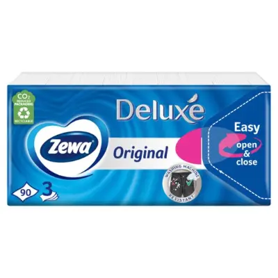 Zewa Deluxe Original illatmentes papír zsebkendő 3 rétegű 90 db