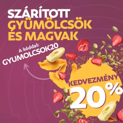 20% kedvezmény szárított gyümölcsökre és magvakra