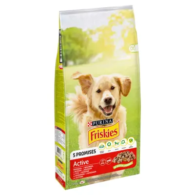 25% Kedvezménnyel - Friskies Active száraz kutyaeledel, Marhahús, 15kg,