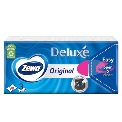 Zewa Deluxe Original illatmentes papír zsebkendő, 3 rétegű, 3x90 db