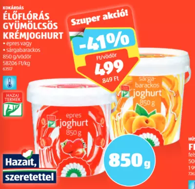 Kokárdás Élőflórás gyümölcs joghurt, 850 g