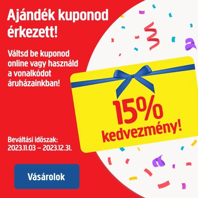 15% kedvezmény törzsvásárlóknak