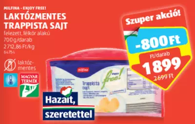 Milfina Laktózmentes Trappista sajt, 700 g