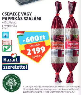 Csemege vagy paprikás szalámi, 400 g