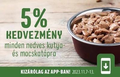 5% kedvezmény a nedvestápokra appon keresztül