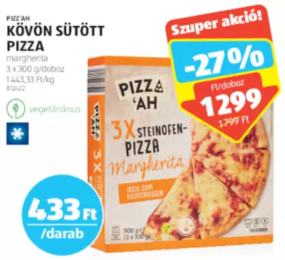 Pizz' Ah Kövön sütött pizza, 3x300 g