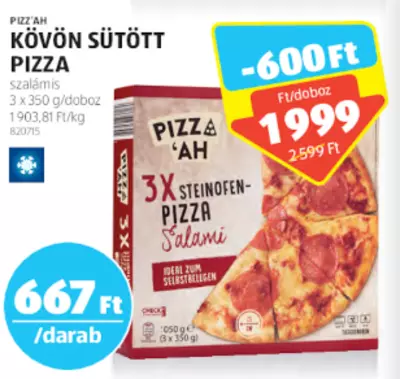 Pizz'Ah Kövön sütött pizza, 3x350g