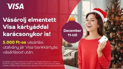 Vásárolj elmentett VISA kártyával 5 ezer Ft-os kuponért