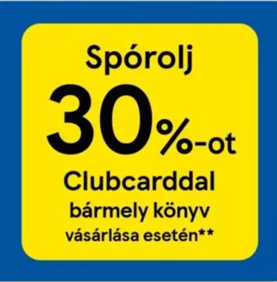 30% kedvezmény bármely könyv árából Clubcarddal