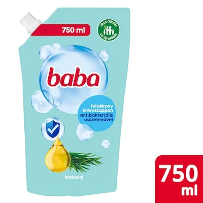 Baba folyékony szappan utántöltő antibakteriális összetevővel, teafaolaj, 750 ml