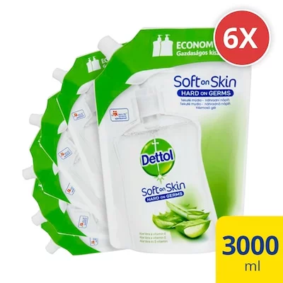 Dettol Folyékony szappan utántöltő, Aloe Vera, 6x 500 ml
