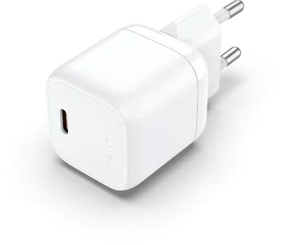 Vention 1-port Stylish USB-C GaN Charger (30W) White töltő adapter + ajándék adatkábel