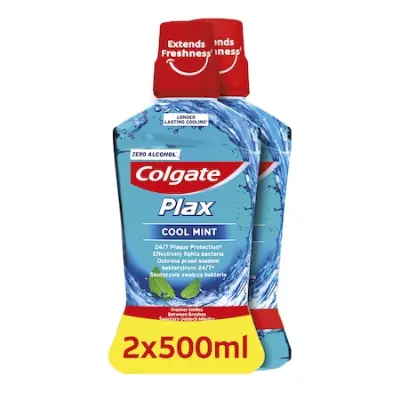 Colgate promóciós csomag: Plax Cool Mint alkoholmentes szájvíz, 2 db x 500 ml