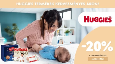 Huggies Extra Care és Elite Soft pelenkák és törlőkendők 20% kedvezménnyel