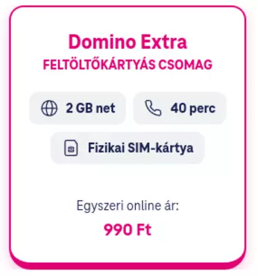 Domino feltöltőkártya (2 GB net, 40 perc)