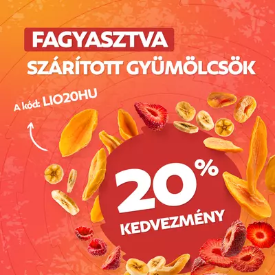 Liofilizált gyümölcsök 20% kedvezménnyel