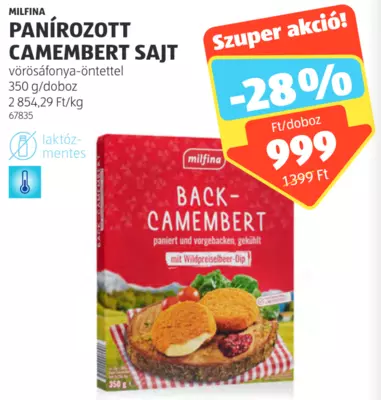 Milfina Panírozott Camembert sajt, 350 g