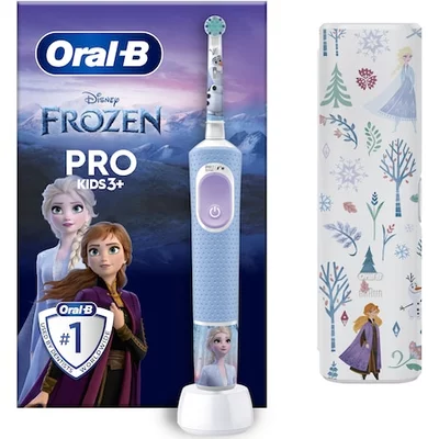 Oral-B Pro Kids Frozen elektromos fogkefe gyerekeknek, 2D tisztítás, 2 program, 1 vég, 4 matrica, utazókészlet, Kék